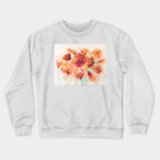 Abstract Loose Watercolor Flowers in Orange Crewneck Sweatshirt